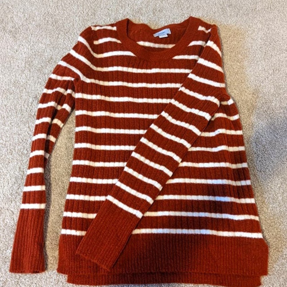 Women's Striped burnt orange Sweater- Size XS Never Worn